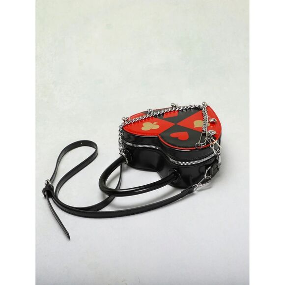 Harley Quinn Style Heart-Shaped Card Suits Crossbody Bag  with chain decor - Picture 4 of 5